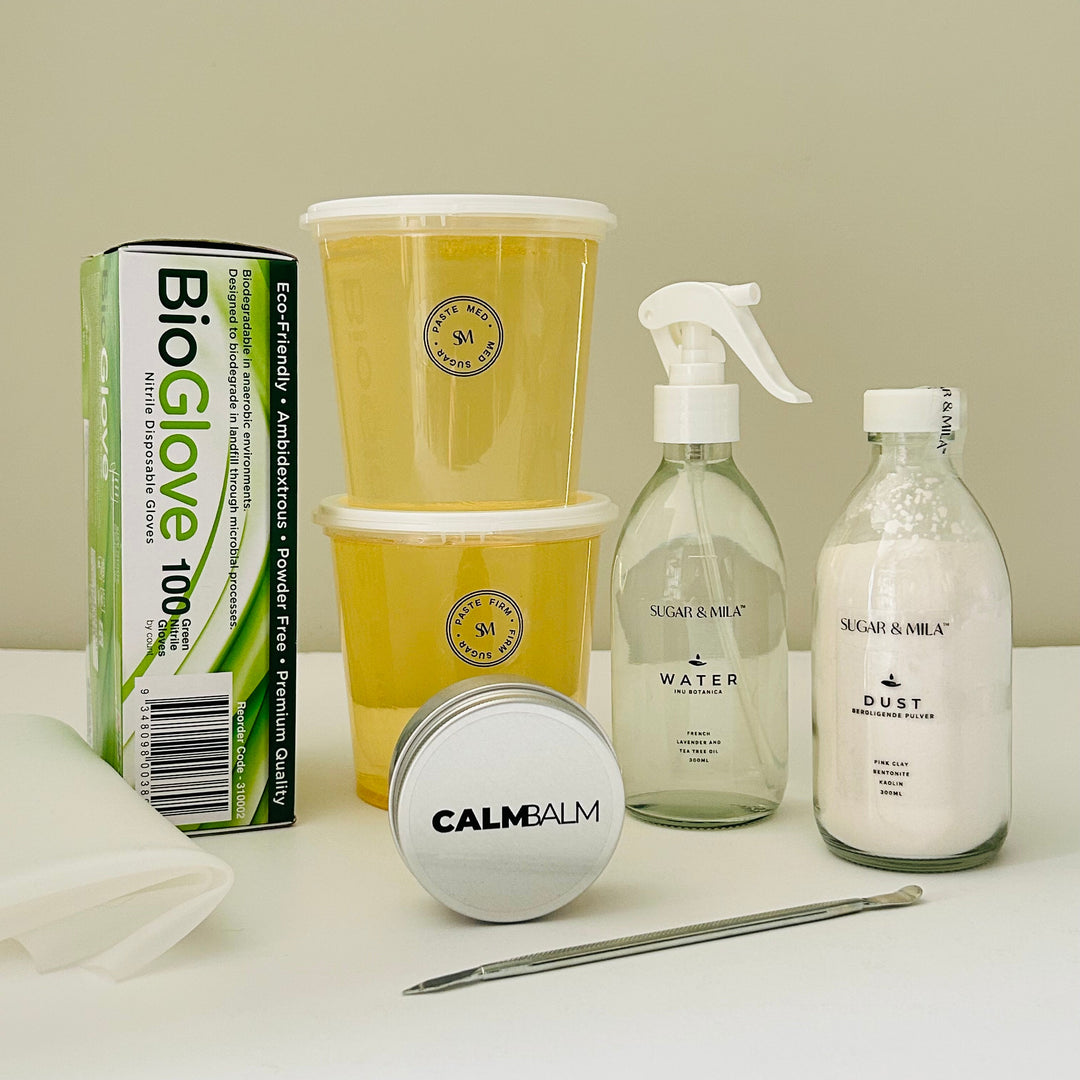 Collection of sugaring products for student to learn