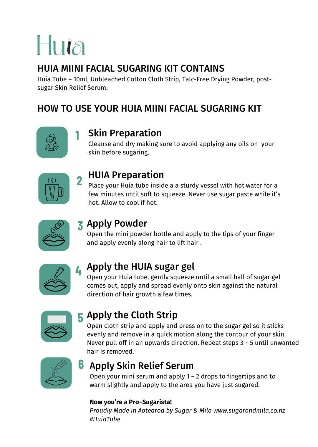 Huia Instructions