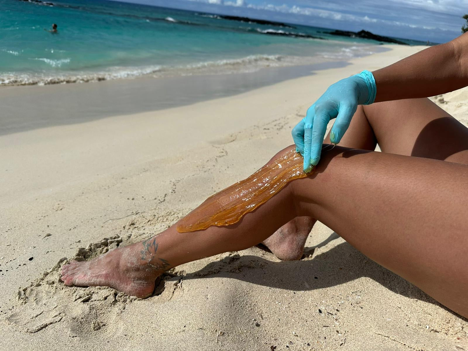 Myra sugaring legs in Hawaii