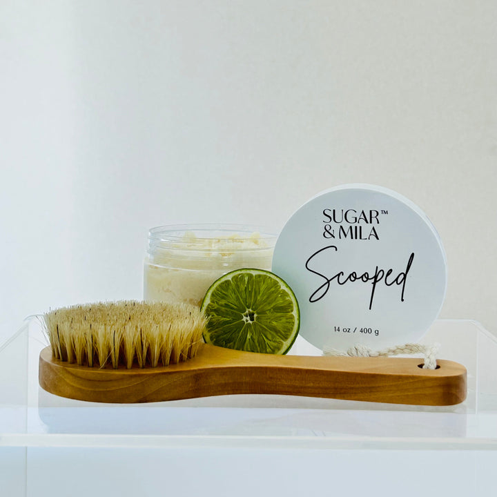 body brush sugar scrub goodness